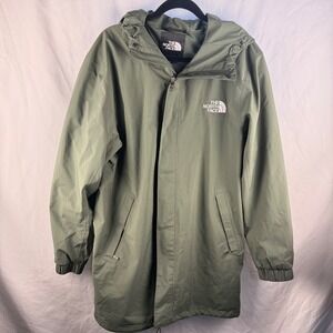 The North Face Men's Long Green Rain Jacket Large Hooded Gorpcore Lightweight